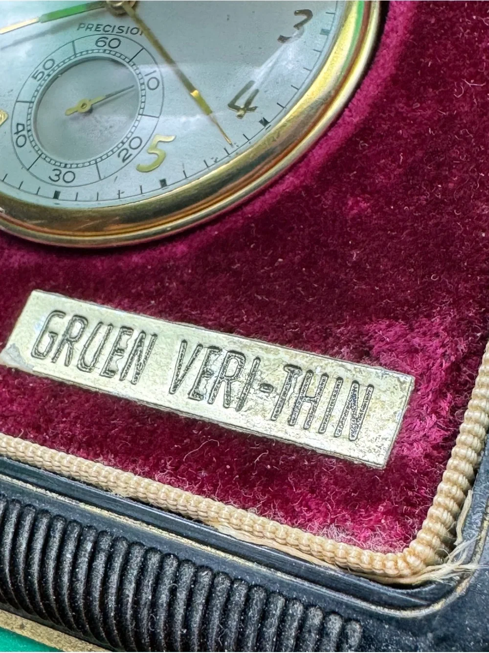 Vintage Gruen Veri-Thin Precision 17 Jewel Pocket Watch 10K GF Runs Original Box